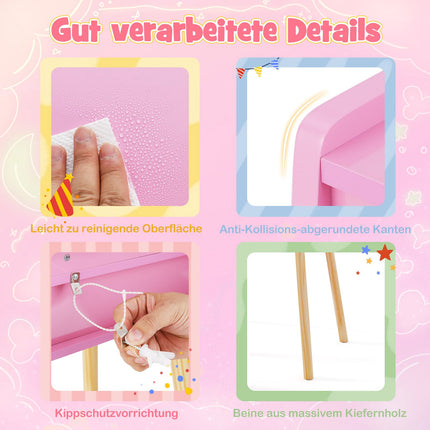 Kids Vanity Set with Lighted Mirror, Pink Princess Theme