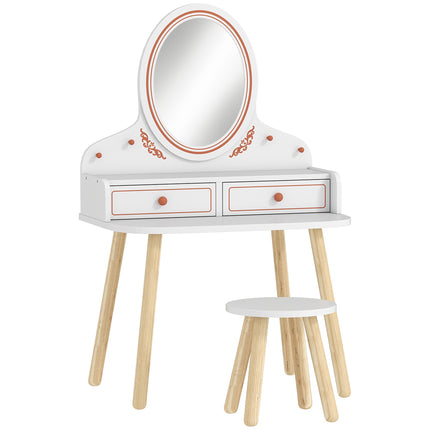 Kids Vanity Set with Stool, Mirror, and Storage