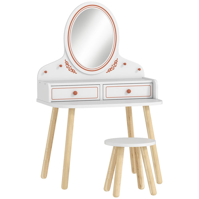 Kids Vanity Set with Stool, Mirror, and Storage