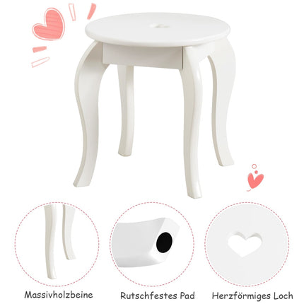 Kids Vanity Table Set with Stool and Mirror, White