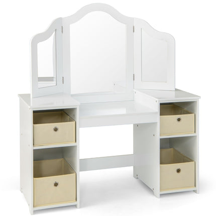 Kids Vanity Table with Detachable Mirror & Storage