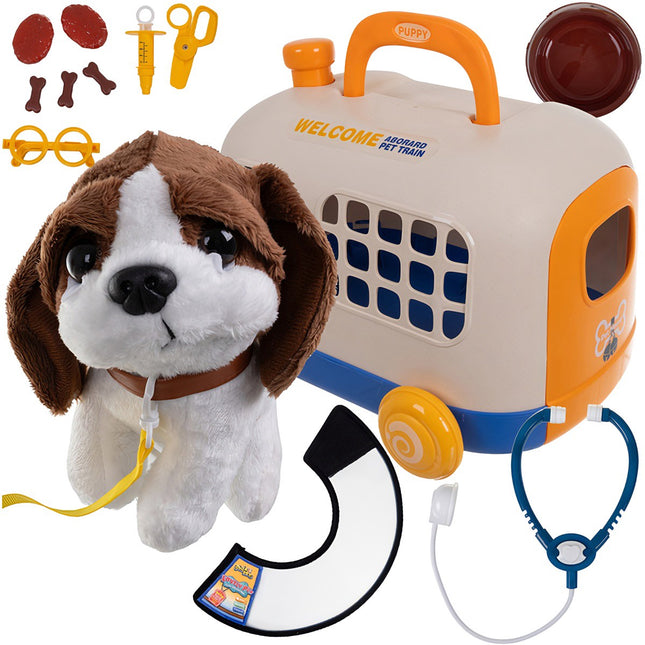 Kids Vet Play Set with Carrier, Plush Dog & Tools