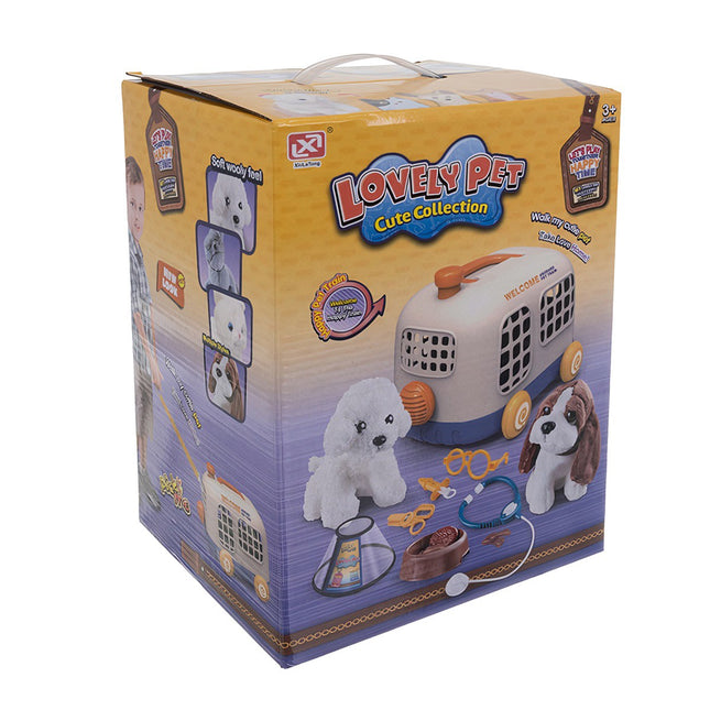 Kids Vet Play Set with Carrier, Plush Dog & Tools