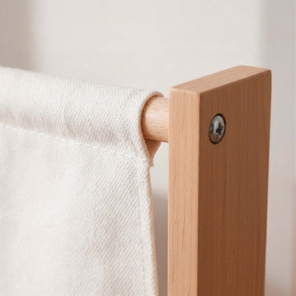 Kids' Wall Bookshelf with Fabric Pockets – Natural/White