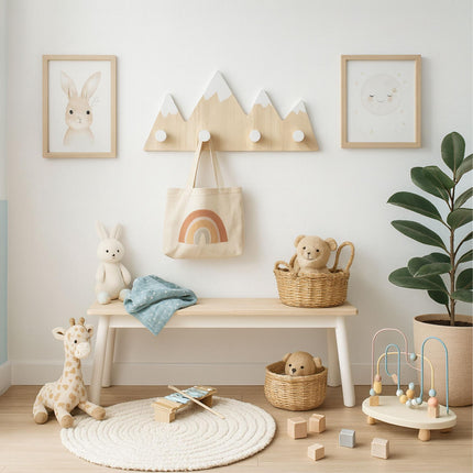Kids Wall Coat Rack, 4 Hooks – Mountain Design