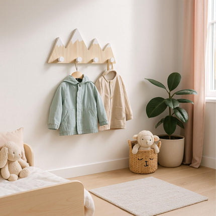 Kids Wall Coat Rack, 4 Hooks – Mountain Design