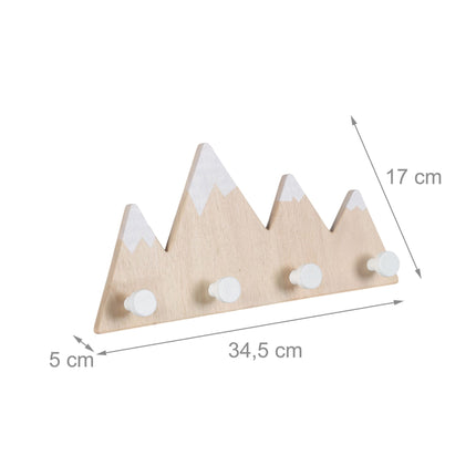 Kids Wall Coat Rack, 4 Hooks – Mountain Design