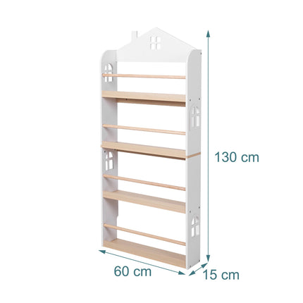 Kids' Wall-Mounted Bookcase, White, House Shape