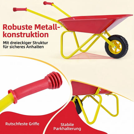 Kids Wheelbarrow with Off-Road Tire, Red & Yellow, Ages 3+