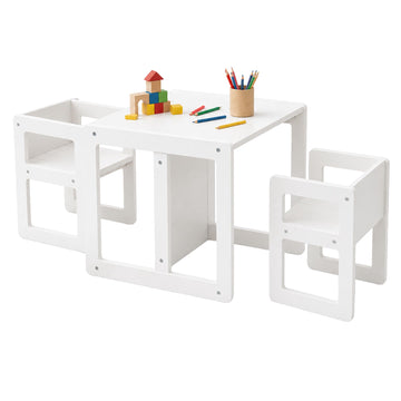 Kids White MDF Seating Set – Table & 2 Stools