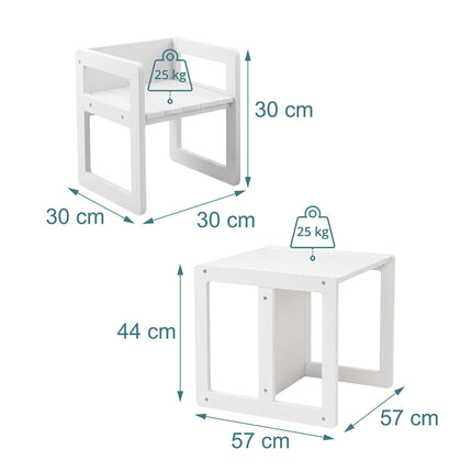 Kids White MDF Seating Set – Table & 2 Stools