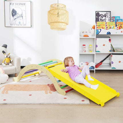 Kids Wooden 3-in-1 Climber Set, Arch Triangle Ramp Mat