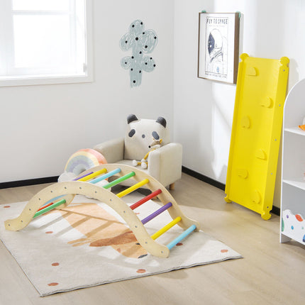 Kids Wooden 3-in-1 Climber Set, Arch Triangle Ramp Mat