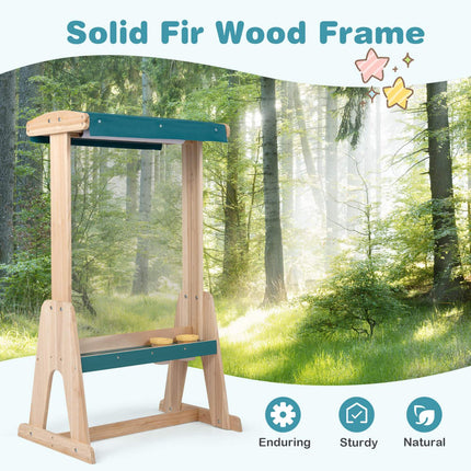 Kids Wooden Art Easel with Paper Roll and Paint Cups