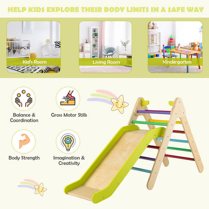 Kids Wooden Climbing Triangle With Adjustable Slide, 1-6Y