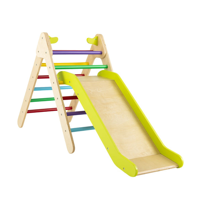 Kids Wooden Climbing Triangle With Adjustable Slide, 1-6Y