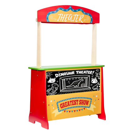 Kids Wooden Grocery Store Playset – 2-In-1 Puppet Theater