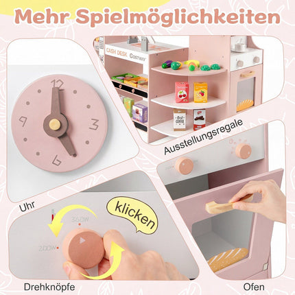 Kids Wooden Grocery Store Playset – Pink Supermarket