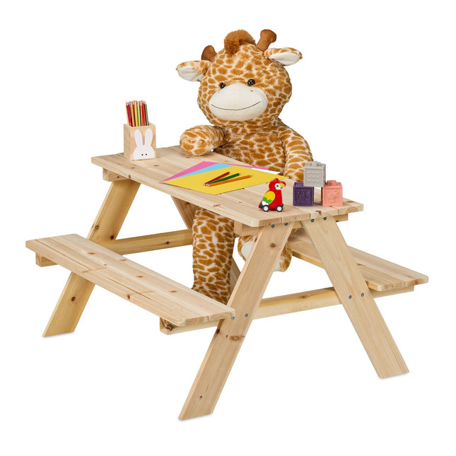Kids Wooden Picnic Table with Benches, Outdoor Furniture