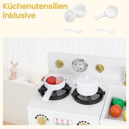 Kids Wooden Play Kitchen Set with Sink & Ice Maker
