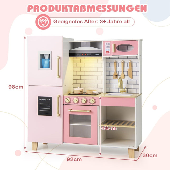 Kids' Wooden Play Kitchen with Ice Maker & Chalkboard