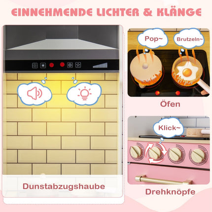 Kids' Wooden Play Kitchen with Ice Maker & Chalkboard