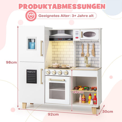 Kids Wooden Play Kitchen with Ice Maker and Chalkboard