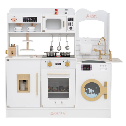 Kids Wooden Play Kitchen with Light & Sound, 25 Accessories