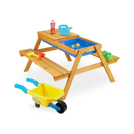 Kids Wooden Seating Set with Water & Sand Table