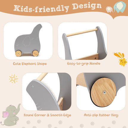 Kids Wooden Shopping Cart, Rubber Wheels, Age 3+