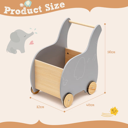 Kids Wooden Shopping Cart, Rubber Wheels, Age 3+