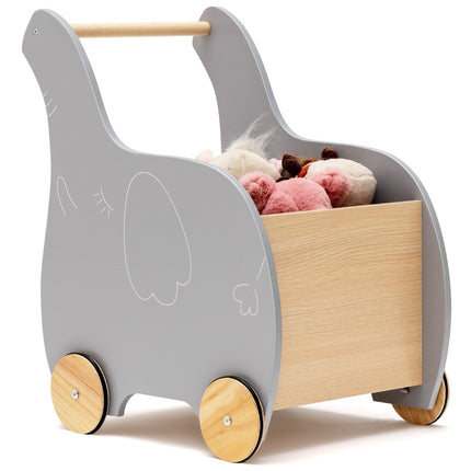 Kids Wooden Shopping Cart, Rubber Wheels, Age 3+