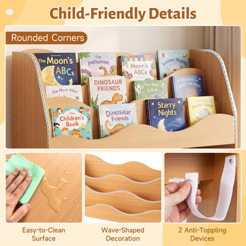 Kids Wooden Storage Organizer with Rolling Drawers