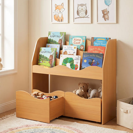 Kids Wooden Storage Organizer with Rolling Drawers