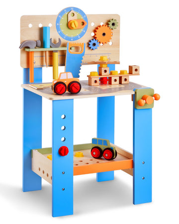 Kids Wooden Workbench Toy Set, 62-Piece, Age 3+