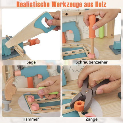 Kids Wooden Workbench with Magnetic Rack & Tool Set