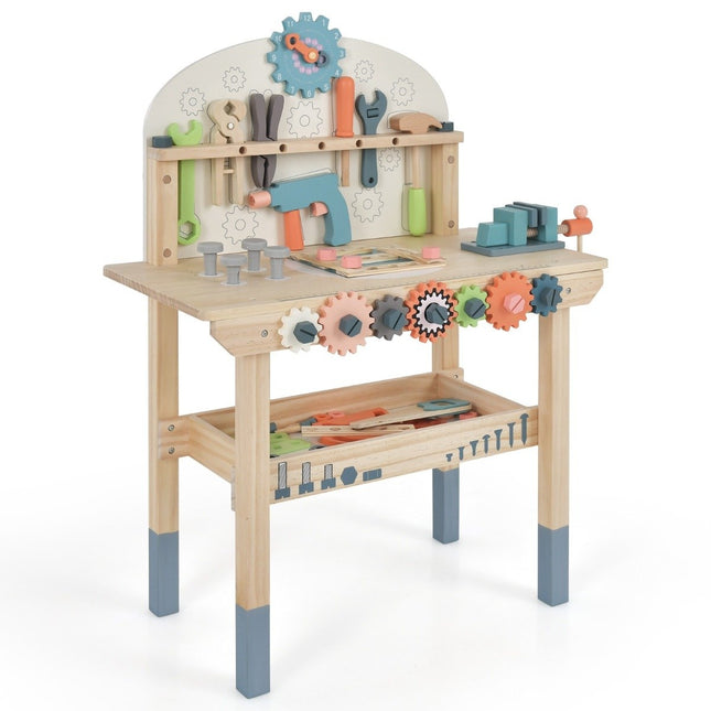 Kids Wooden Workbench with Magnetic Rack & Tool Set