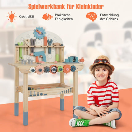 Kids Wooden Workbench with Magnetic Rack & Tool Set