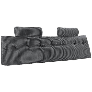 King Headboard Wedge Pillow, 2 Pockets, Washable Velvet Cover