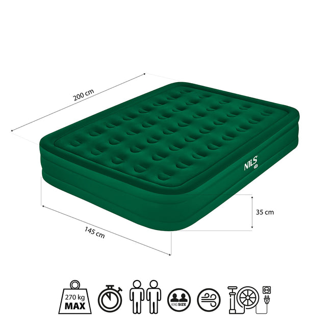 King Size Double Mattress with Electric Pump, Green