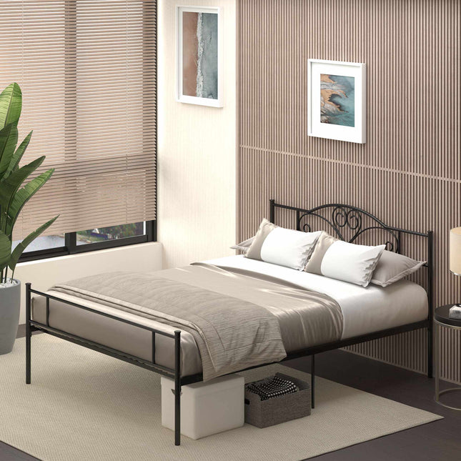 King-Size Steel Bed Frame 160x200 cm with Storage