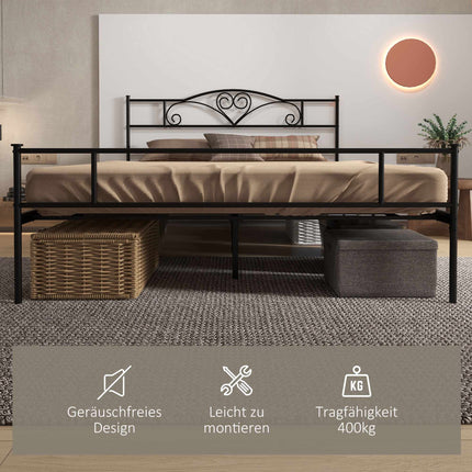 King-Size Steel Bed Frame 160x200 cm with Storage