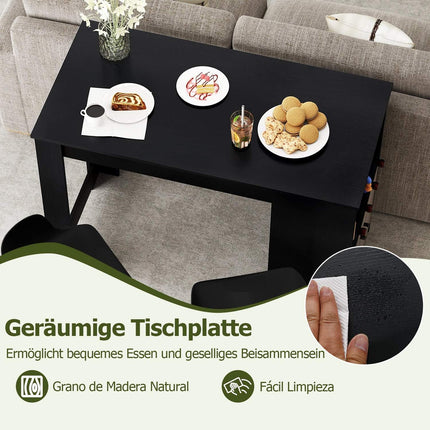 Kitchen Bar Table with Wine Racks & Storage Shelves, Black