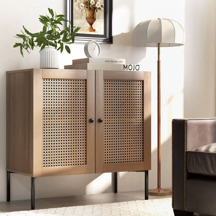 Kitchen Buffet Cabinet, Cane Doors, Adjustable Shelf 80cm