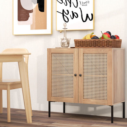 Kitchen Buffet Cabinet, Cane Doors, Adjustable Shelf 80cm