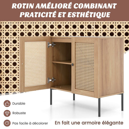 Kitchen Buffet Cabinet, Cane Doors, Adjustable Shelf 80cm