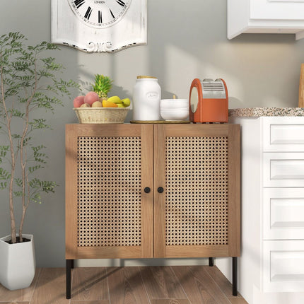 Kitchen Buffet Cabinet, Cane Doors, Adjustable Shelf 80cm