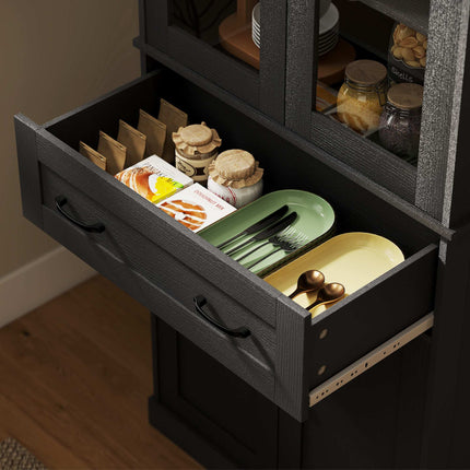 Kitchen Cabinet, Black Acrylic Front, 76 x 40 x 182.5 cm