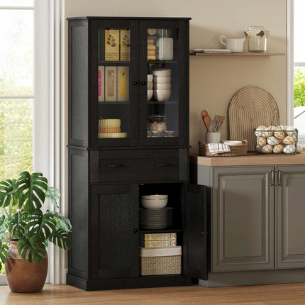 Kitchen Cabinet, Black Acrylic Front, 76 x 40 x 182.5 cm