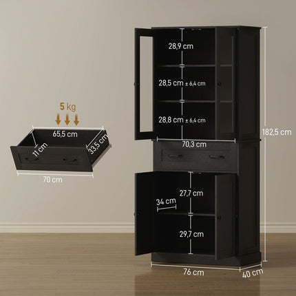 Kitchen Cabinet, Black Acrylic Front, 76 x 40 x 182.5 cm